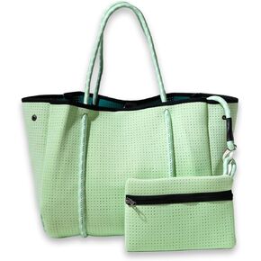 POPUPS Large Neoprene Tote Bag for Women – Stylish Work, Beach, Travel Bag with Pockets, Rope Handles with Zipper Pouch in Kuwait