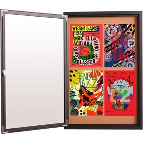 48x36 Inch Lockable Enclosed Bulletin Board, Weather-Resistant Outdoor Noticeboard with 2 Locking Doors, Wall-Mounted Silver Aluminum Frame & Cork Presentation Board in Saudi Arabia