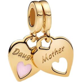 Gold Heart Mom Family Charms Compatible for Bracelets Holiday Pendant Beads Charm Jewellery Present for Women in Saudi Arabia
