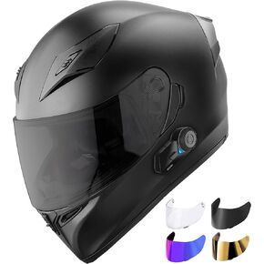 خوذة دراجة نارية GDM كاملة الوجه مع اتصال داخلي بالبلوتوث، معتمدة من DOT باللون الأسود غير اللامع in Kuwait