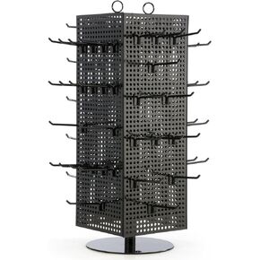 حامل دوار Pegboard من Displays2go، مغناطيسي، 60 خطافًا (أسود مع أوتاد سوداء، فولاذ) in Kuwait