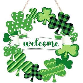 إكليل عيد القديس باتريك للباب الأمامي، علامة باب ترحيب بيوم القديس باتريك، شماعة إكليل تزيين يوم القديس باتريك لحفلة الحائط المنزلية in Kuwait