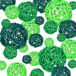 42Pcs St Patricks Day Vase Filler Wicker Rattan Balls, Table Decor Wicker Rattan Balls Hanging Ornaments Vase Bowl Fillers for Spring St. Patrick's Day Home Vase Centerpiece Bowls Table Decor in Kuwait