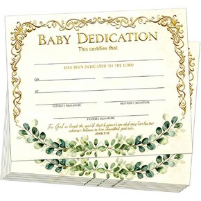 25 Church Baptism Certificates 10x8 Inches, Baby Dedication Certificate Paper, Infant Dedicationism Gifts for Girls and Boys, Adult Teenager Baptism Certificate, Thick Cardstock Floral Design in Saudi Arabia