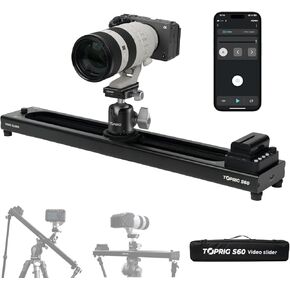 Accsoon Toprig S60 Motorized Camera Slider Camera Dolly Rail Slider Button/APP Control, Speed Adjust/Time-Lapse/120° Panoramic/Loop Mode, Compatible with Gopro DSLR Phone for Photography (24inch) in Saudi Arabia