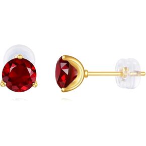 Solid 14K Yellow Gold Round Birthstone Stud Earrings for Women Created 6mm Gemstone Prong Cluster Earrings Fine Jewelry Gifts for Mom Wife Her Christmas Birthday in Kuwait