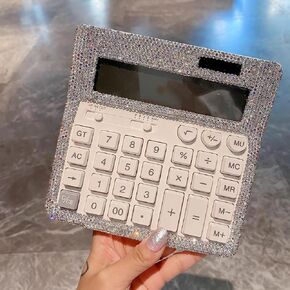 Bling Desk Calculator Large 12 Digit Display, Glitter Dual Power Basic Calculator Desktop, Big Button for Office, Business, Home and School in Kuwait