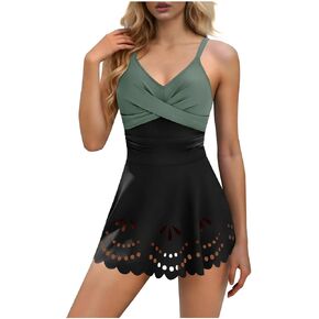 Swimdress for Women 2026 Vacation One Piece Bathing Suit Modest Hollow Out Tummy Control Swimsuit Front Knot Swimwear in Saudi Arabia