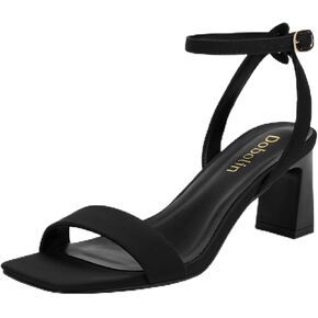 كعب واسع العرض للنساء أحذية رسمية 2.64 بوصة صنادل كعب مكتنزة مربعة مفتوحة عند أصابع القدم وشريط للكاحل لحفلات الزفاف ووصيفات العروس والحفلات الراقصة مريحة in Kuwait