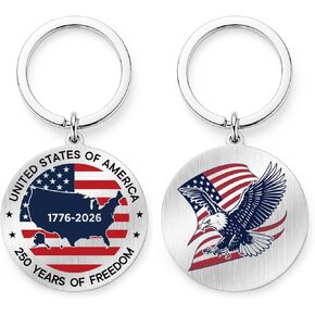America 250 Keychain - USA 250th Anniversary 1776–2026 Stainless Steel Eagle Key Chain Gift, 250 Years of Freedom Commemorative Keepsake in Saudi Arabia
