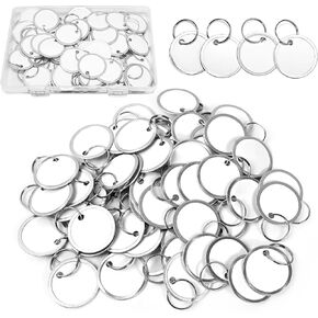 60 حزمة من علامات المفاتيح الورقية مع حلقات معدنية - ملصقات مفاتيح بيضاء قابلة للكتابة للاسم والأمتعة والحقائب وحقيبة الظهر - علامات مفاتيح مقاس 1.2 بوصة مع ملصقات in Kuwait