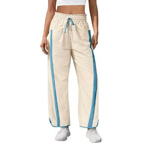 السراويل المسار النسائية المرأة برميل بانت واسعة الساق السراويل عارضة مطاطا مخصر Y2K السراويل الفضفاضة in Kuwait