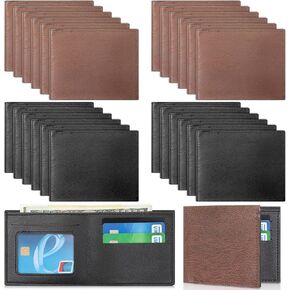 24 قطعة محفظة للرجال، محافظ جلدية للرجال بالجملة للنقش بنفسك، مع مشبك نقود، حامل بطاقات، محفظة فارغة من البولي يوريثان لعيد الأب للرجال والموظفين وهدايا عيد الميلاد (12 أسود و12 بني) in Kuwait