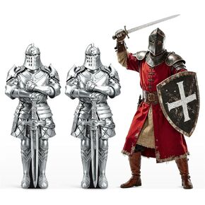 2 PCS Life Size Medieval Knight Cardboard Cutout, Medieval Party Decorations Life Size Suit of Armor Photo Booth Props Backdrops for Medieval Party Renaissance Ancient Knight Castle Decor in Kuwait