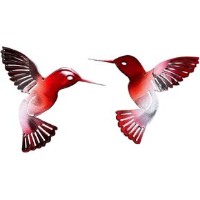 Hummingbird Ruby Pair Metal Wall Art Decor 6" in Saudi Arabia