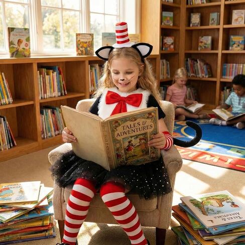 6 Pcs Cat Costume Cat Ears Headband Bow Tail Tutu Skirt Tail Gloves Socks for Halloween Dress Up Red in Saudi Arabia