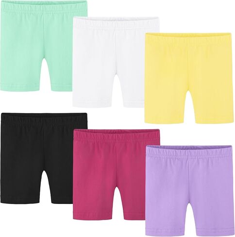 Ruisita 6 قطع من الجوارب القطنية القصيرة للفتيات الصغيرات، ملابس رقص سميكة، شورت قصير لركوب الدراجات، شورت آمن للأطفال in Kuwait