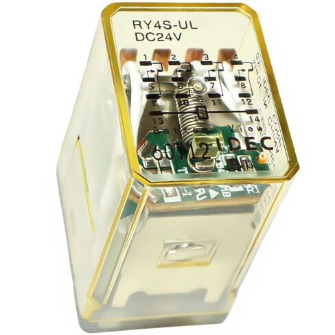 مرحل توصيل ملف RY4S-ULDC24V 24VDC، مرحل مصغر 14 سنًا 4PDT مع مؤشر LED، جهات اتصال 3A، استبدال OE # RY4S-UL DC24V لدائرة التحكم في مقبس مرحل سلسلة RY in Saudi Arabia