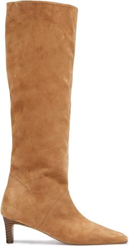 Coutgo Womens Knee High Boots Wide Calf Kitten Heel Pointed Toe Long Boots Pull On Winter Dress Shoes in Saudi Arabia