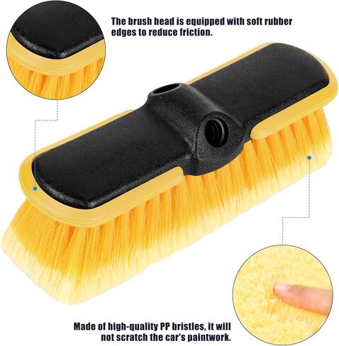 10 Inch Car Wash Brush Head, Scrub Brush Attachment for Long Handle Extension Pole,Outdoor Broom and Scrubbing Brush for Cleaning Window, Wall, House Floor, Deck, Patio, Car in Kuwait