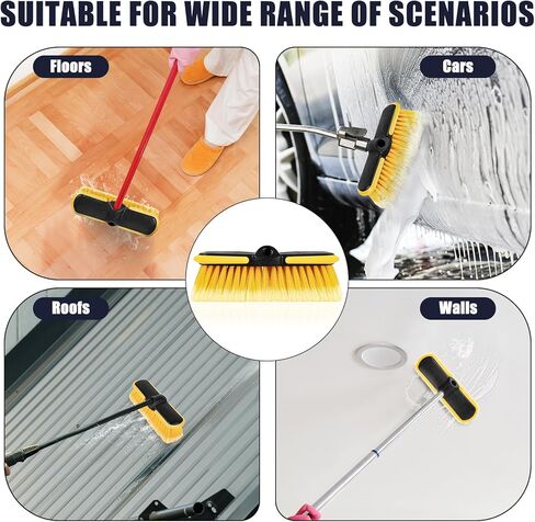 10 Inch Car Wash Brush Head, Scrub Brush Attachment for Long Handle Extension Pole,Outdoor Broom and Scrubbing Brush for Cleaning Window, Wall, House Floor, Deck, Patio, Car in Kuwait