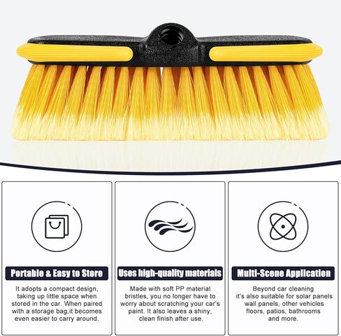 10 Inch Car Wash Brush Head, Scrub Brush Attachment for Long Handle Extension Pole,Outdoor Broom and Scrubbing Brush for Cleaning Window, Wall, House Floor, Deck, Patio, Car in Kuwait
