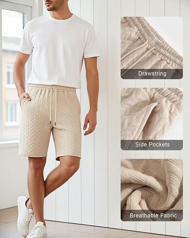 Men's Shorts Casual Stretch Solid Short Low Waist Drawstring Summer Shorts in Saudi Arabia