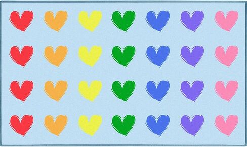 سجاد الفصول الدراسية الكبيرة الابتدائية، 13'x7'7'' قلوب سجادة الفصول الدراسية لمرحلة ما قبل المدرسة، سجادة منطقة الأطفال للرعاية النهارية وغرفة اللعب، سجاد تعليمي ابتدائي للمكتبة، مقاعد 28 (أزرق فاتح، مقاوم للحريق) in Kuwait