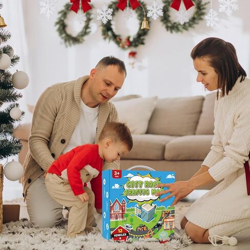 سجادة لعب للأطفال مع 12 مجموعة سيارات، سجادة لعب للأطفال على الطرق للعب السيارات، سجاد لعب السيارات، سجاد خريطة المدينة، سجاد مسار سيارة للأطفال الصغار وغرفة نوم غرفة اللعب (60 بوصة × 36 بوصة، خريطة المدينة + السيارة) in Kuwait