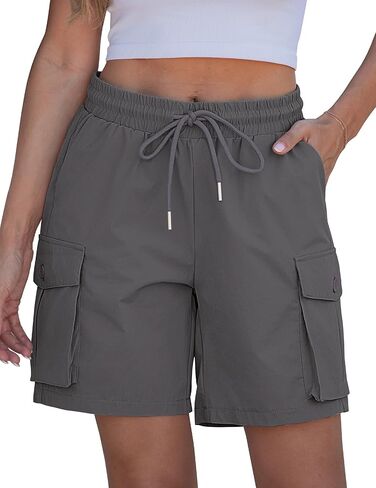 luvamia Hiking Shorts for Women High Waisted Pull On Cargo Casual Golf Water Resistant 7 Inch Inseam Mid Thigh Shorts in Saudi Arabia