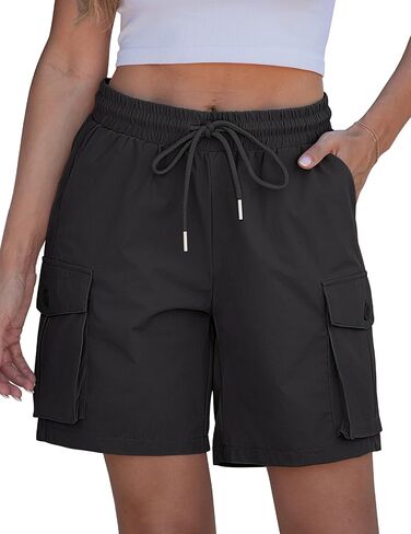 luvamia Hiking Shorts for Women High Waisted Pull On Cargo Casual Golf Water Resistant 7 Inch Inseam Mid Thigh Shorts in Saudi Arabia
