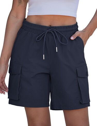 luvamia Hiking Shorts for Women High Waisted Pull On Cargo Casual Golf Water Resistant 7 Inch Inseam Mid Thigh Shorts in Saudi Arabia