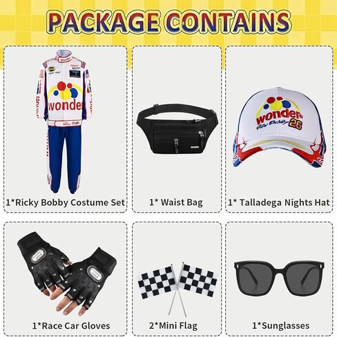 مجموعة أزياء فيلم سباق عتيق مكونة من 8 قطع - زي مستوحى من السباق القديم للبالغين مع سترة وقبعة وإكسسوارات ﻿ in Kuwait