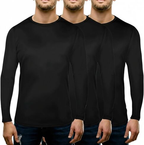 Patelai 3 Pack Thermal Underwear for Men Top Crew Neck Long Sleeve Shirt Fleece Lined Base Layer for Cold Weather in Saudi Arabia