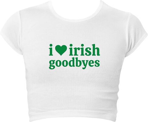 St. Patrick's Day Baby Tee | Premium Cap Sleeve Baby Rib Crop Top Shirt for Women in Saudi Arabia