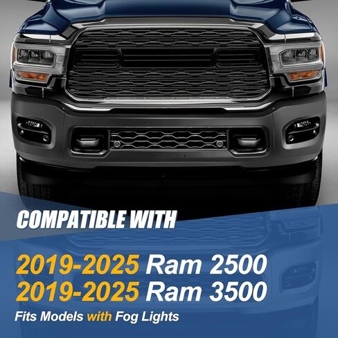 شريط الوجه المصد الأمامي من Auto Dynasty متوافق مع 2019-2024 Ram 2500 3500، مع فتحات ضوء الضباب، طلاء ليتوافق مع اللون الأسود، CH1002409 in Kuwait