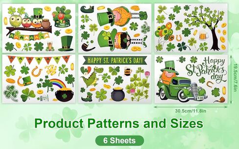 88 قطعة من ملصقات الحائط لعيد القديس باتريك، ديكورات فنية لغرف النوم باللون الأخضر Lucky Shamrock Clover، ملصقات نافذة لعيد القديس باتريك للمنزل والمكتب وغرفة المعيشة والفصول الدراسية ومستلزمات الحفلات وديكور الحائط in Kuwait