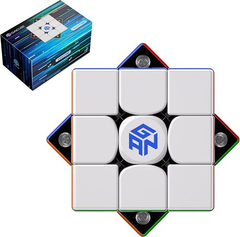 CuberShop GAN V100 MagLev مطلي بالأشعة فوق البنفسجية، مكعب سرعة مغناطيسي 3x3 (أسود داخلي بدون ملصقات)، خفيف الوزن 55 مم / 2.17 بوصة. لغز دعابة الدماغ، 2025 GAN Flagship Entry Pioneer Ver. مع الإرتفاع ماجليف in Saudi Arabia
