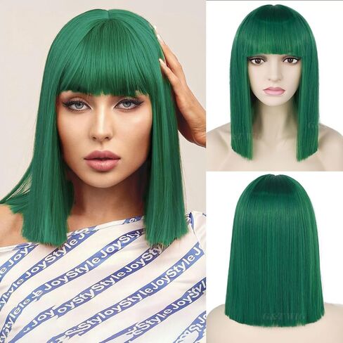 G&T Wig Black Bob Wig with Bangs 14inch Straight Bob Bangs Wig for Women Daily Cosplay Costume Halloween Party Wigs in Saudi Arabia