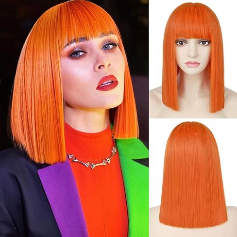 G&T Wig Black Bob Wig with Bangs 14inch Straight Bob Bangs Wig for Women Daily Cosplay Costume Halloween Party Wigs in Saudi Arabia