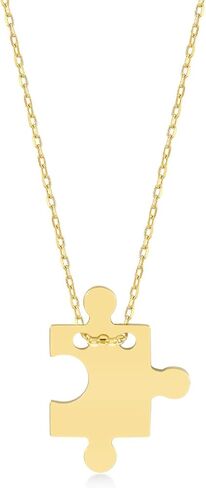 14k Real Gold Puzzle Piece Necklace for Women | Dainty Necklaces in 14k Gold | Puzzle Pendant Necklace | Women's Gold Jewelry | Gifts for Anniversary, 18" in Saudi Arabia