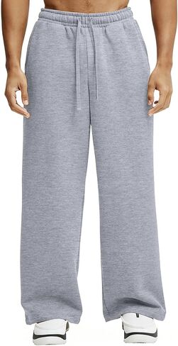 Men's Baggy Sweatpants Wide Leg Sweat Pants Elastic Drawstring Athletic Joggers Casual Loose Lounge Pants in Saudi Arabia