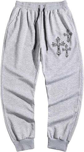 WDIRARA Men's Cross Graphic Sweatpants Drawstring Waist Athletic Workout Track Pants in Saudi Arabia
