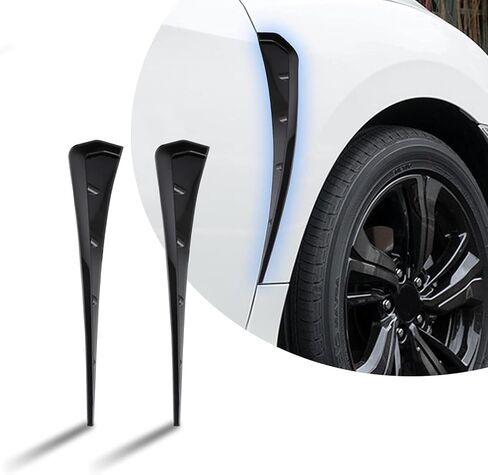 2 PCS Car Fender Side Vents, ABS Carbon Fiber Spoiler, Fender Decorative Stickers, Universal for Most Cars, Trucks, SUVs (Black) in Saudi Arabia