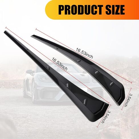 2 PCS Car Fender Side Vents, ABS Carbon Fiber Spoiler, Fender Decorative Stickers, Universal for Most Cars, Trucks, SUVs (Black) in Saudi Arabia