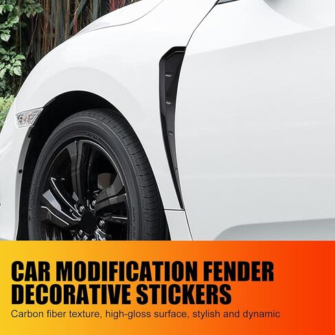 2 PCS Car Fender Side Vents, ABS Carbon Fiber Spoiler, Fender Decorative Stickers, Universal for Most Cars, Trucks, SUVs (Black) in Saudi Arabia