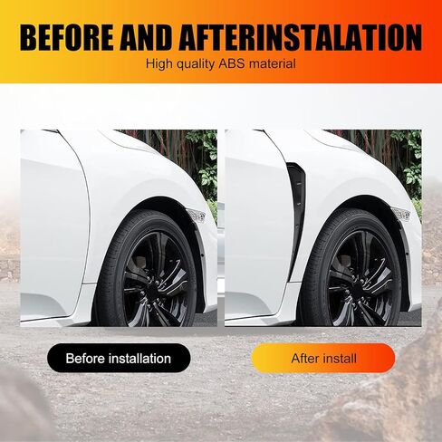 2 PCS Car Fender Side Vents, ABS Carbon Fiber Spoiler, Fender Decorative Stickers, Universal for Most Cars, Trucks, SUVs (Black) in Saudi Arabia