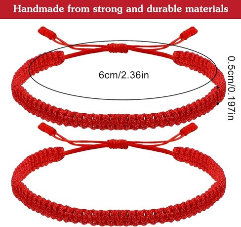 2 قطعة سوار أحمر مصنوع يدويًا سوار أحمر قابل للتعديل أساور حماية Pulsera للنساء والرجال الأخ والأخت in Saudi Arabia