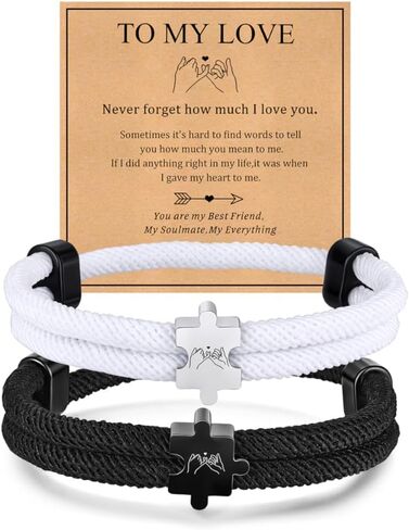 Couple Bracelets for Him Her : To My Love His Hers Pinky Promise Matching Black White Rope Bracelet Set for Men Women Boyfriend Girlfriend Husband Wife, Romantic Gifts for Valentine Anniversary in Saudi Arabia