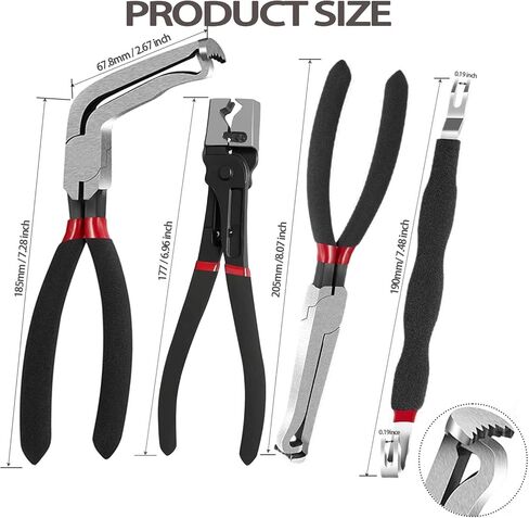 4 Pieces Electrical Disconnect Pliers, 8in Automotive Tools kit with Electrical Plug Connector Disconnect Tool and Connector Separator and Hose Clamp Pliers in Saudi Arabia